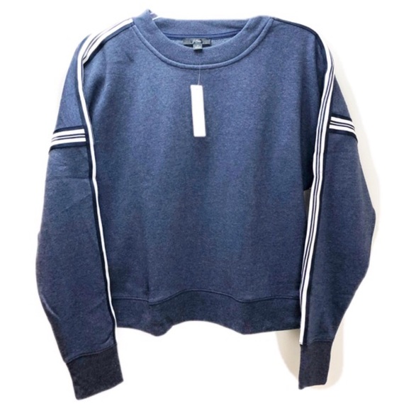 J. Crew Racing Stripes Crew Neck Sweatshirt Size M - Picture 3 of 5